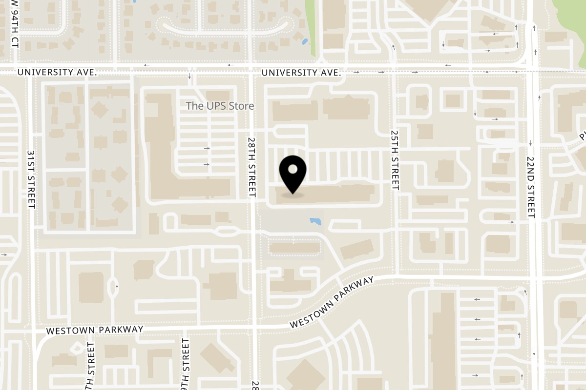 Map showing the location of PerKup Cafe on 2700 University Ave Suite 324 in West Des Moines